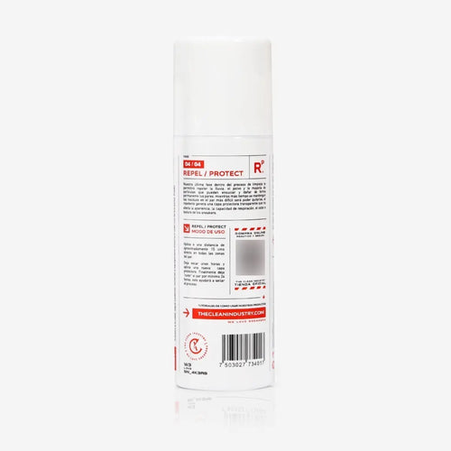 Reverso del repelente para tenis REPEL / PROTECT con modo de uso
